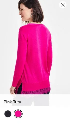 inc international concepts Pink Lace Trim Tunic Sweater image indicator(4)