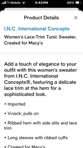 inc international concepts Pink Lace Trim Tunic Sweater image indicator(7)