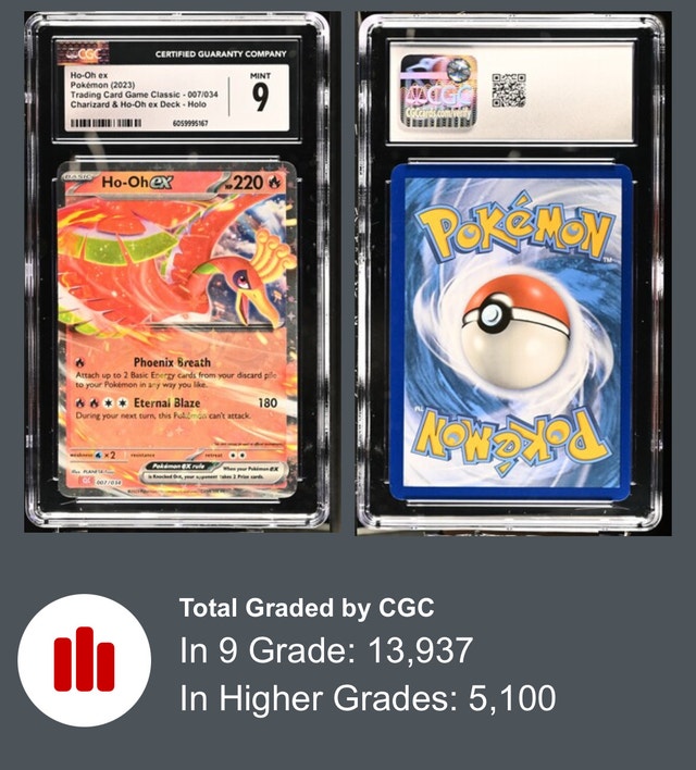 Ho-Oh ex Pokémon (2023). CGC Graded Mint 9 - photo 5