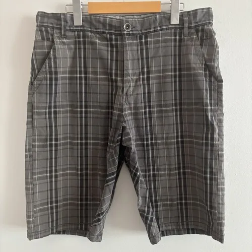PrAna Men's Shorts - Size 34 - Waist 36 - Grey Checkered Casual