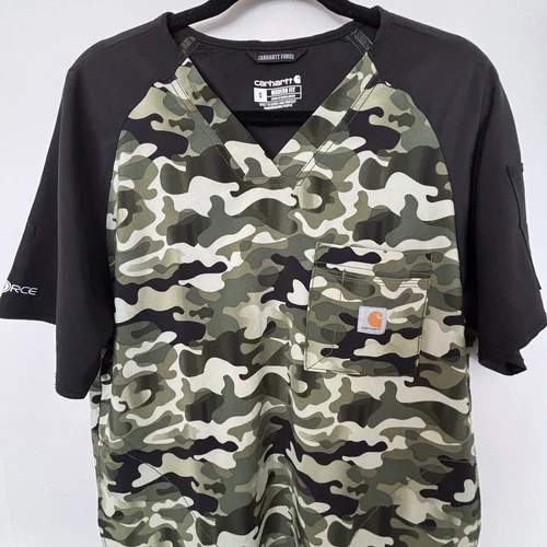 Carhartt Force Camo V-neck Scrub Shirt - Small
