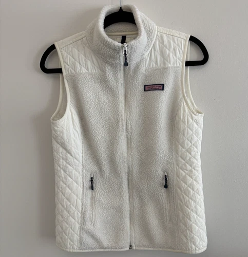 Vineyard Vines Vest Jacket - Womens Off White Sherpa Quilted Ful