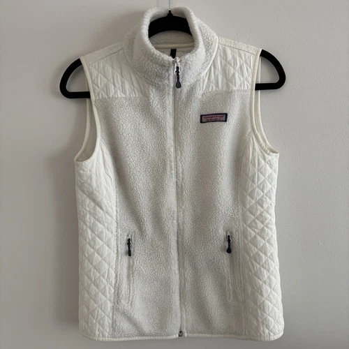 Vineyard Vines Vest Jacket - Womens Off White Sherpa Quilted Ful - photo 2