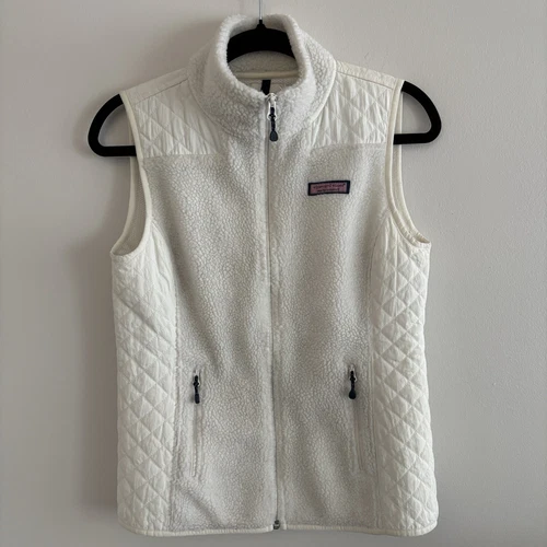 Vineyard Vines Vest Jacket - Womens Off White Sherpa Quilted Ful - photo 3