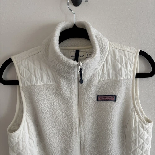 Vineyard Vines Vest Jacket - Womens Off White Sherpa Quilted Ful - photo 4
