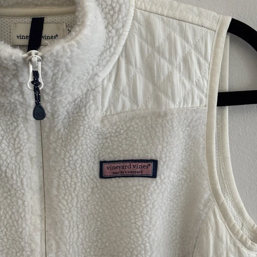 Vineyard Vines Vest Jacket - Womens Off White Sherpa Quilted Ful - photo 5