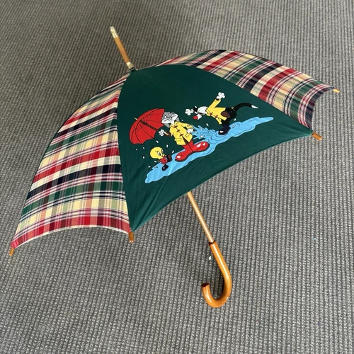 Vintage Warner Bros Loonie Tunes Wood Umbrella