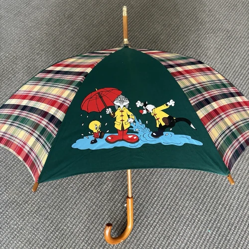 Vintage Warner Bros Loonie Tunes Wood Umbrella - photo 2