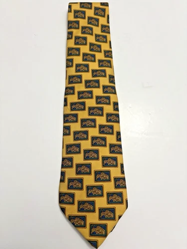 Brooks Brothers Tie Makers Beige 2 Horses Pattern Silk USA