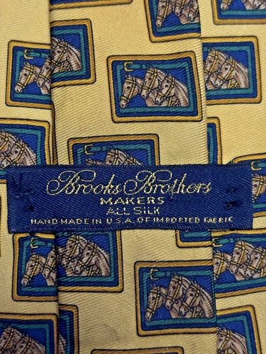 Brooks Brothers Tie Makers Beige 2 Horses Pattern Silk USA - photo 4