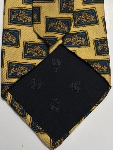 Brooks Brothers Tie Makers Beige 2 Horses Pattern Silk USA - photo 5