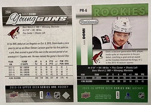 2015-16 MAX DOMI UD Rookie Cards (2 Card Lot) - photo 2