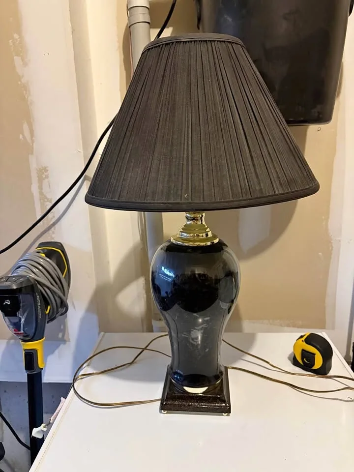 Black table lamp with black shade