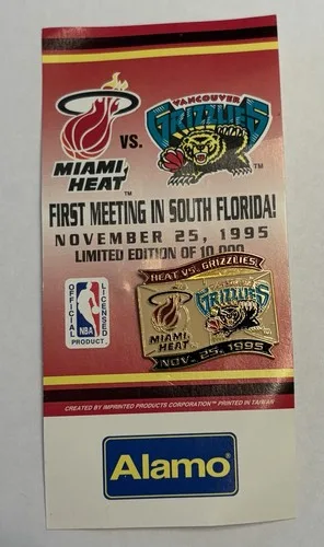 1995 Miami Heat vs Grizzlies Lapel Pin