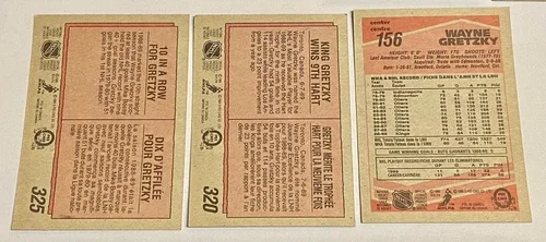 1989-90 OPC Wayne Gretzky Hockey Cards # 156, 320 & 325 image indicator(2)