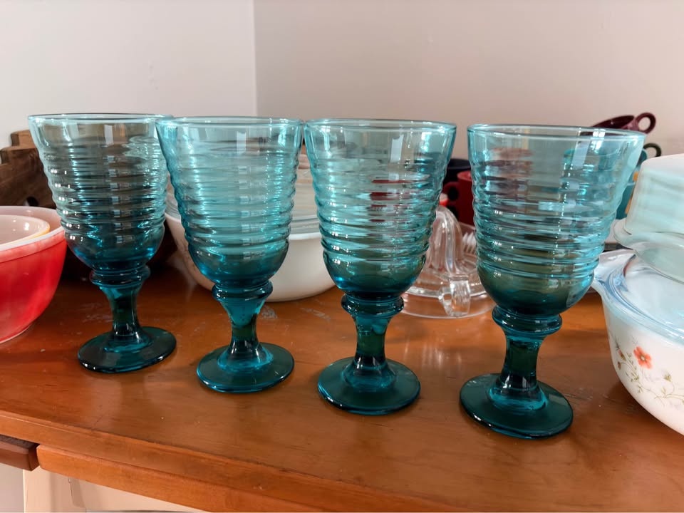 Vintage Libbey Sirrus Ocean Glass Water Goblet Set of 4 - photo 2