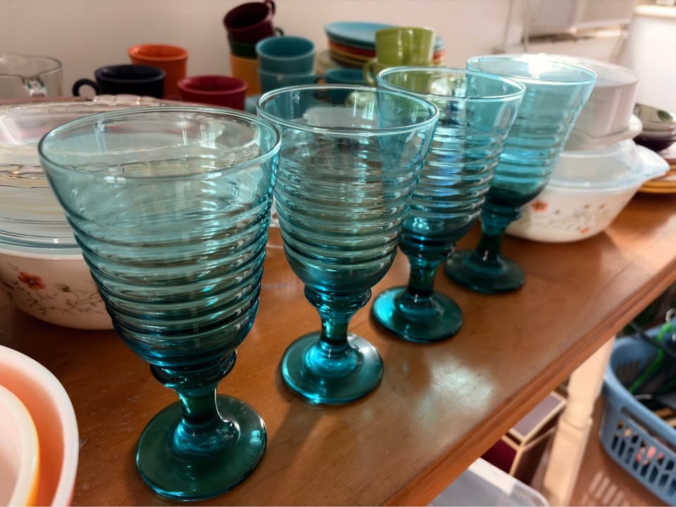 Vintage Libbey Sirrus Ocean Glass Water Goblet Set of 4 - photo 3