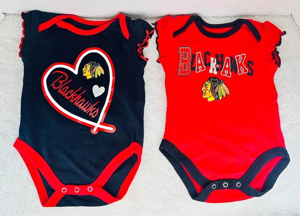NWOT 2 Oficial Blackhawks One-Piece Girl Size 3 Months...