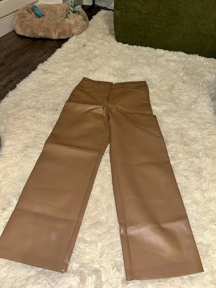 Tan Wilfred Leather Pants