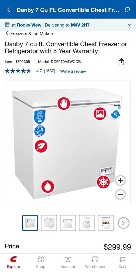 Danby 7 cu ft Convertible Chest Freezer/Fridge – 5 Year Warranty