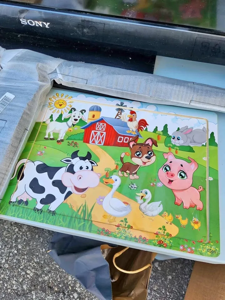 Wooden puzzle sets, each $5, full puzzle set