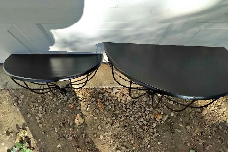 Two Beautiful Unique Wood/Metal Boho shelves