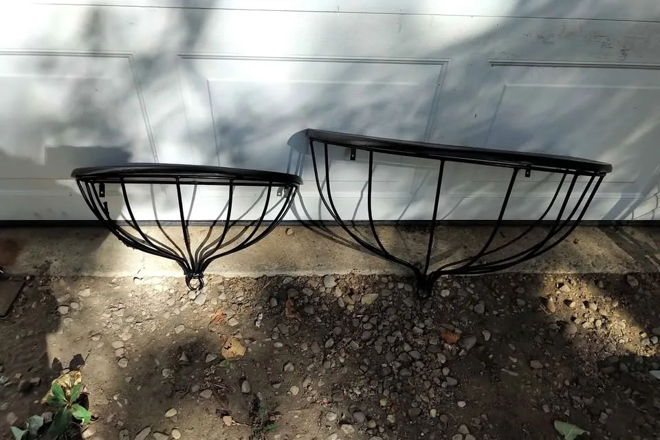 Two Beautiful Unique Wood/Metal Boho shelves image indicator(2)