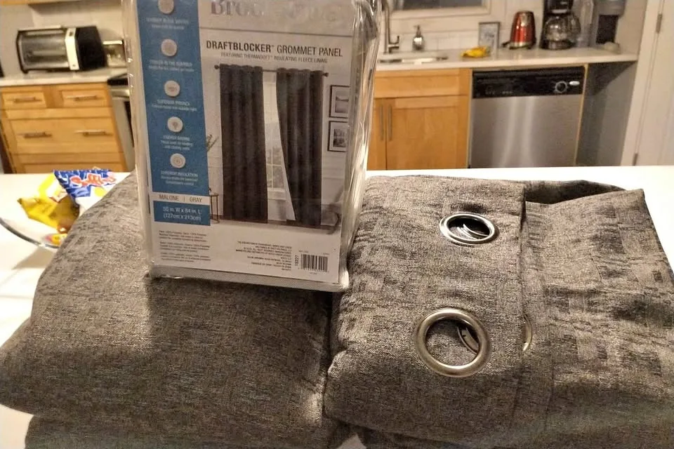 4 Grey Blackout/Thermal Curtains - New