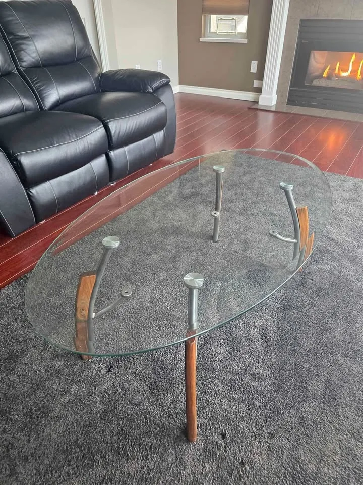 Glass oval coffee table