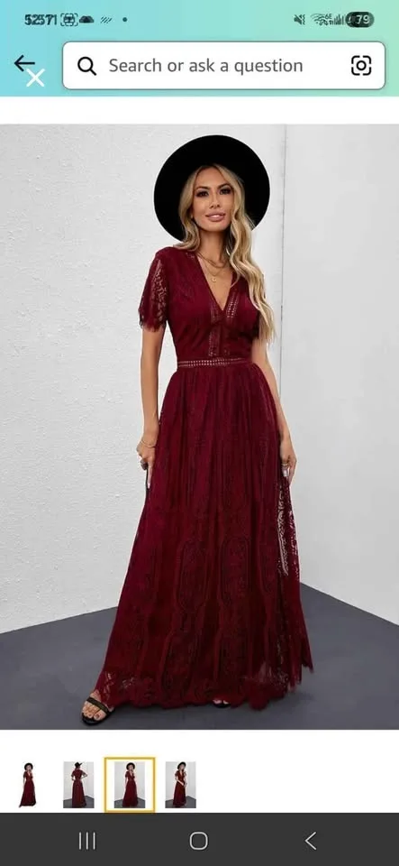 Red Lace Maxi Dress image indicator(3)