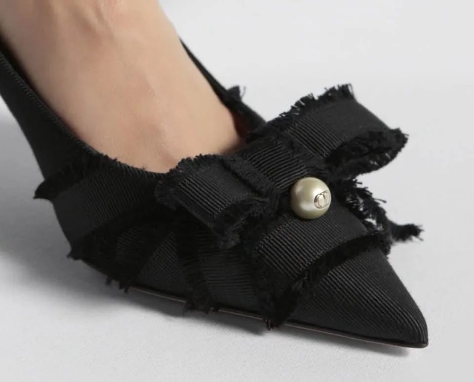 Christian Dior ADIORABLE PUMP BLACK FRINGED GROSGRAIN image indicator(6)