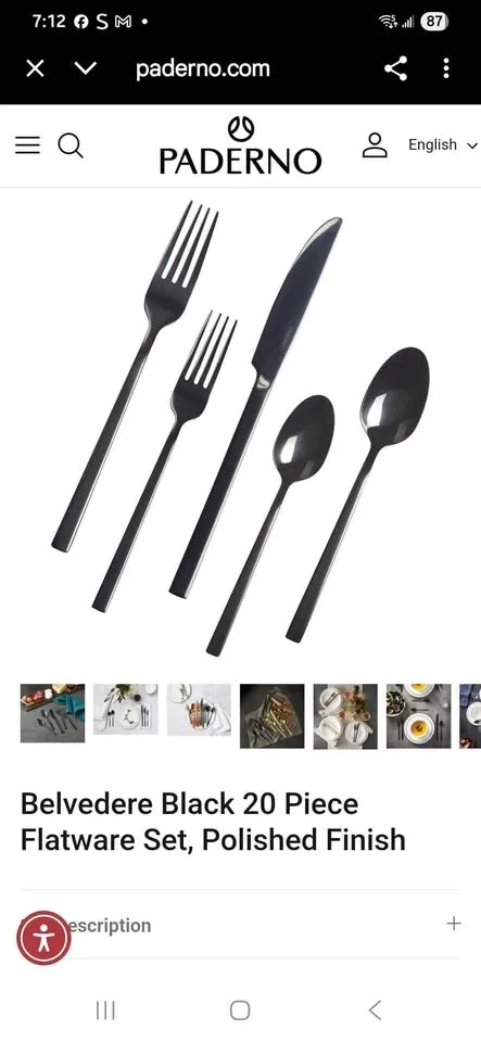 Paderno Dinnerware Set New Black Gloss Finish image indicator(3)