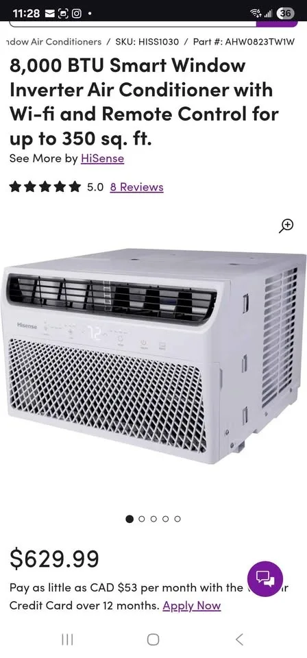 New- Hisense 8000 BTU Window AC Unit image indicator(5)