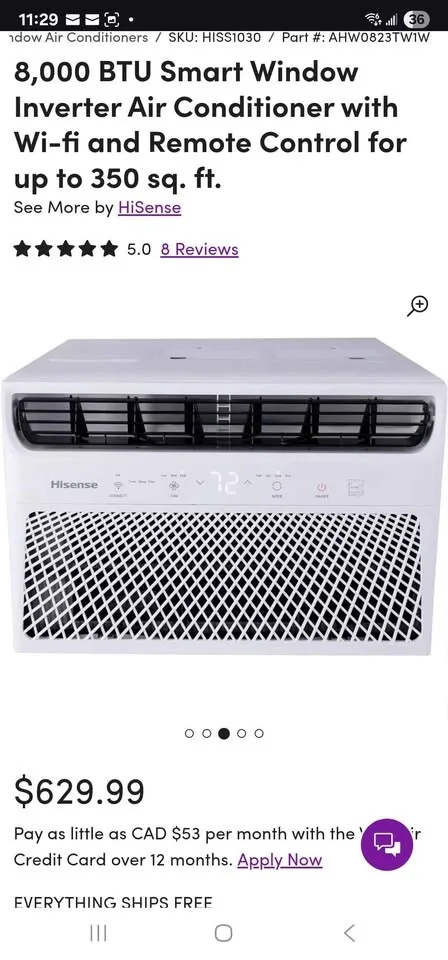 New- Hisense 8000 BTU Window AC Unit image indicator(6)