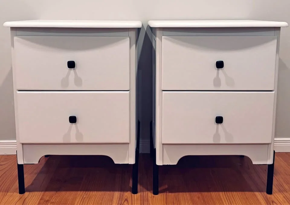 Dutailier white nightstands