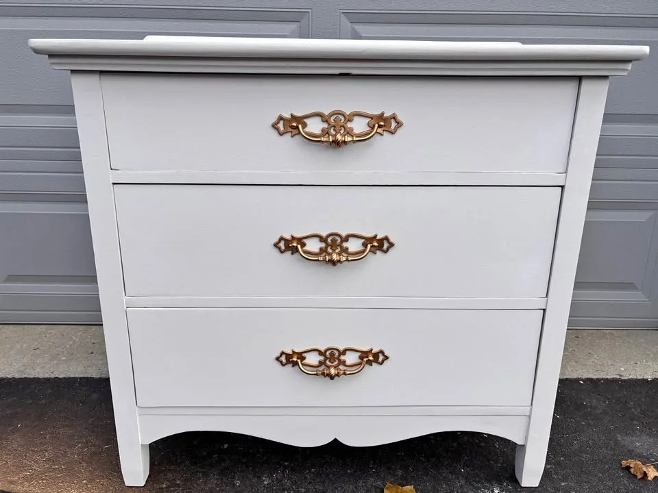 White antique dresser