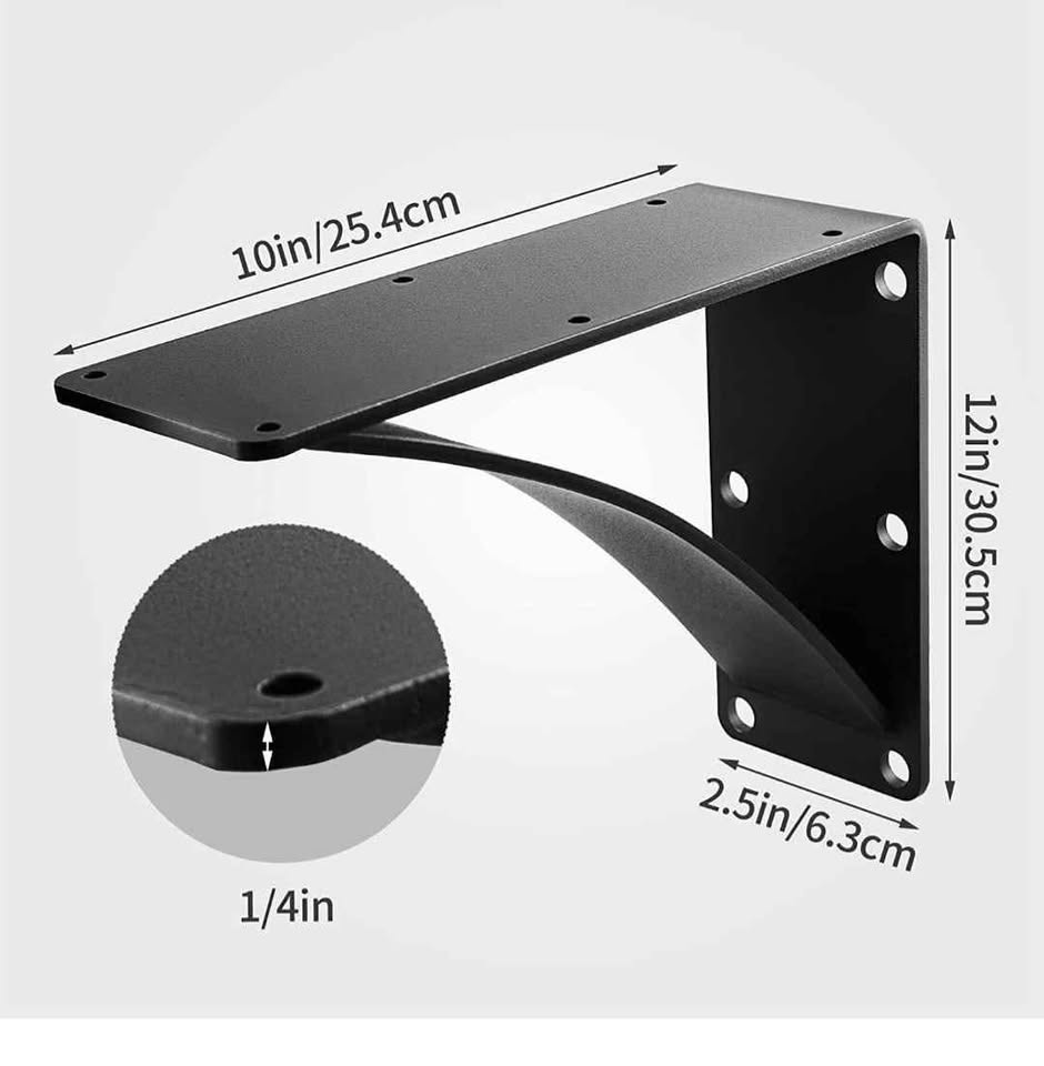 Shelf Brackets 10 x 12 x 2.5" Steel 450LBS Load Capacity - photo 3