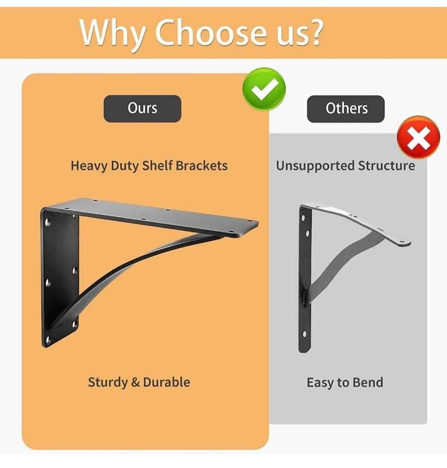 Shelf Brackets 10 x 12 x 2.5" Steel 450LBS Load Capacity - photo 5