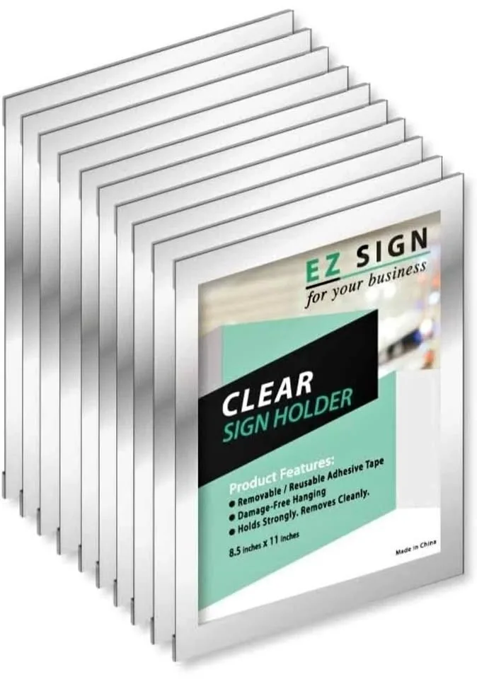 Wall Mount Sign Holder 8.5 x 11 - silver 10 pack