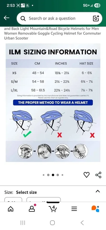 ILM Adult Bike Helmet with USB Rechargeable LED Light-Med image indicator(3)