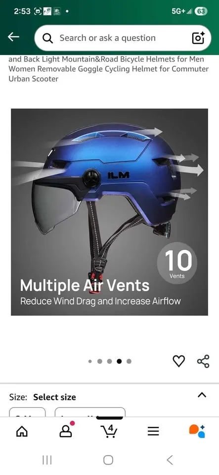 ILM Adult Bike Helmet with USB Rechargeable LED Light-Med image indicator(5)