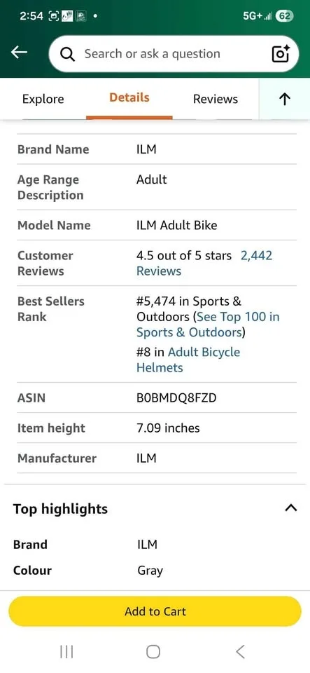 ILM Adult Bike Helmet with USB Rechargeable LED Light-Med image indicator(7)