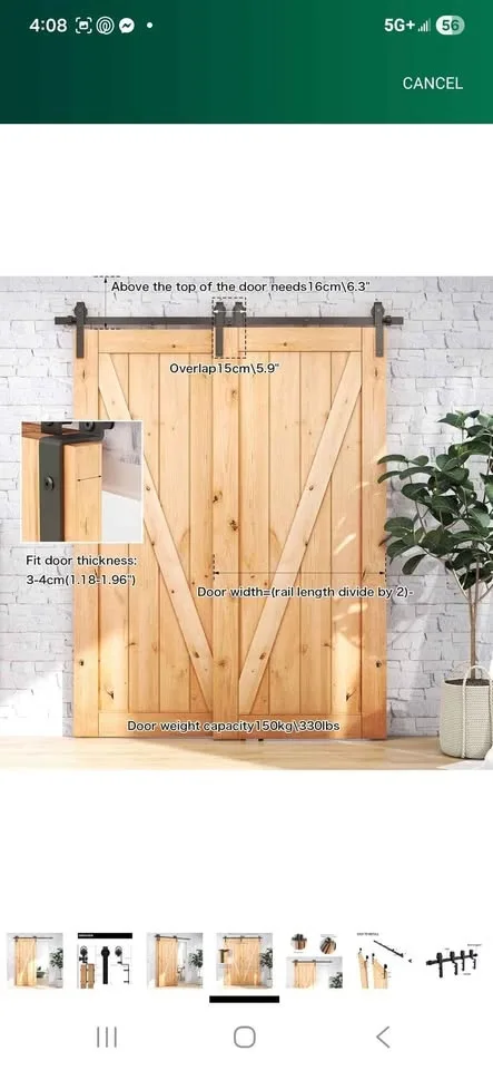 CCJH Bypass Sliding Barn Door Hardware Kit image indicator(8)