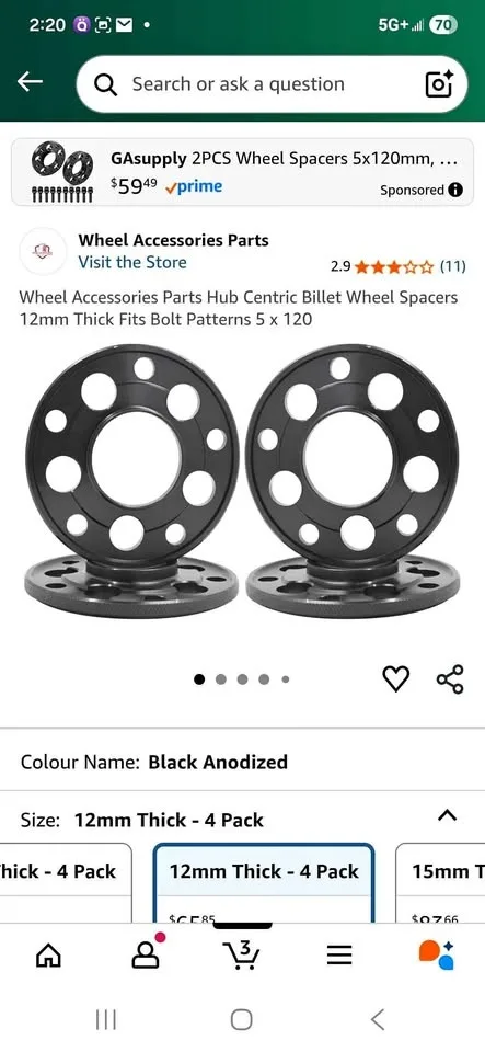 Wheel Spacers 12mm Thick Fits Bolt Patterns 5x120- 4pcs