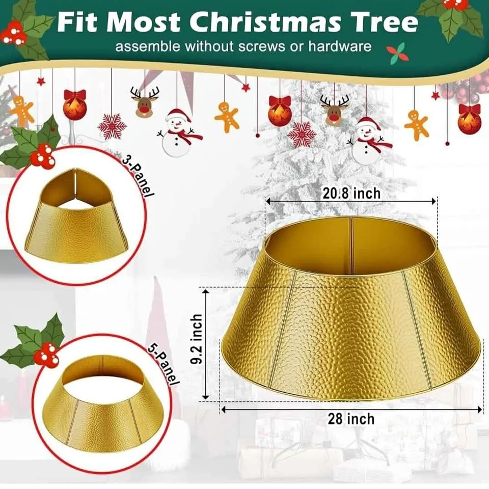 28" Christmas Tree Collar Metal - Golden