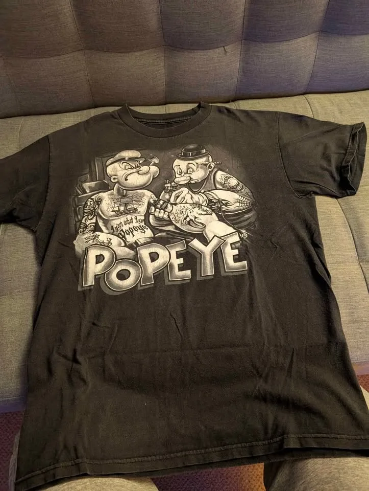 Popeye getting tattooed t-shirt image indicator(2)