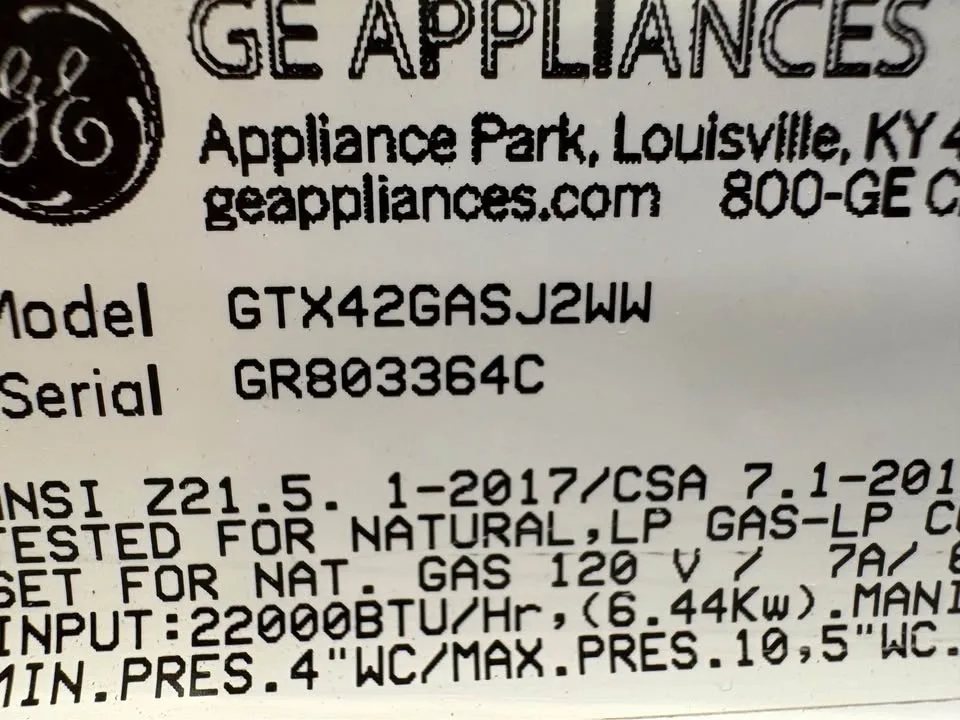 GE natural gas dryer 27” image indicator(6)