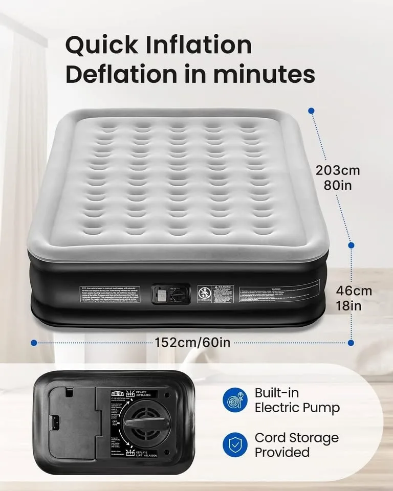 Airefina Air Mattress Queen with Built-in Pump, 18" Portable image indicator(2)