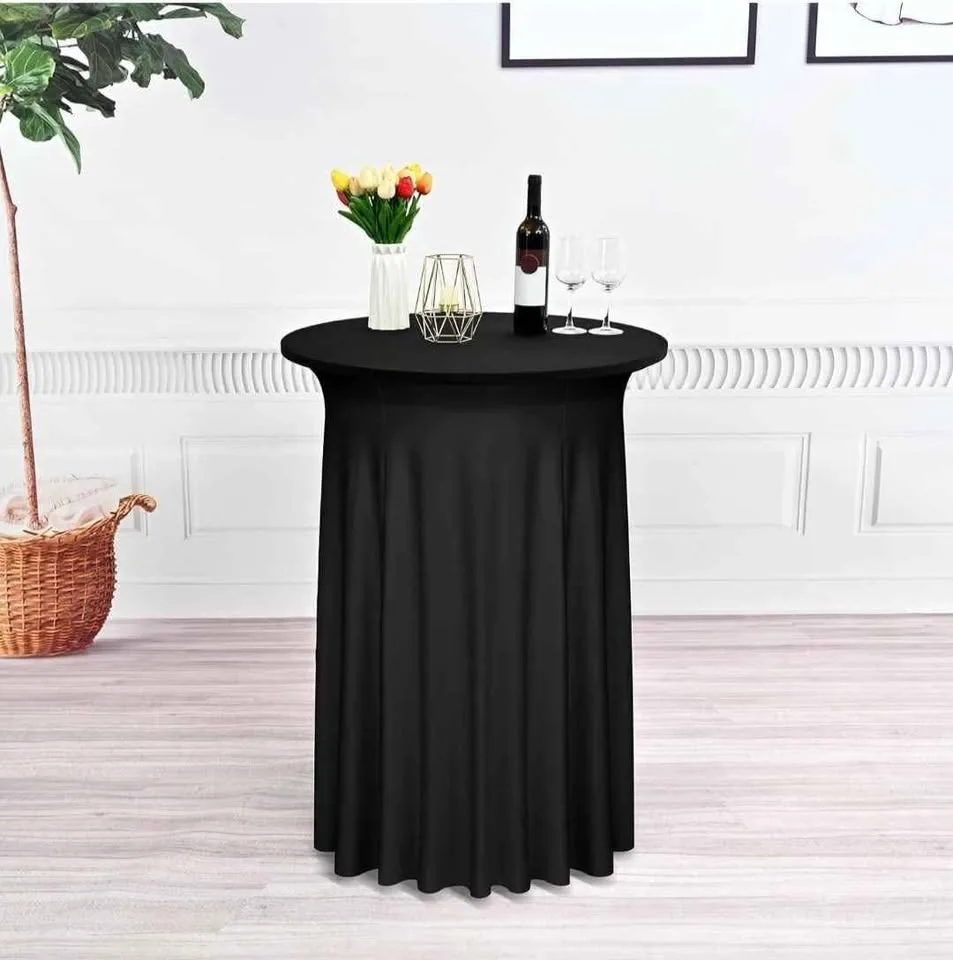 6 Packs Black Round Cocktail Table Skirt 32'x43' image indicator(2)
