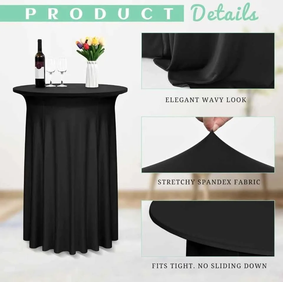 6 Packs Black Round Cocktail Table Skirt 32'x43' image indicator(5)